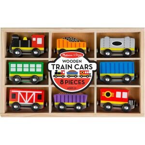 Melissa & Doug Wooden Magnetic Train Cars - 8 Piece Educational